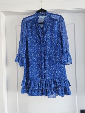 CeCe Blue Floral Ruffled Mini Dress